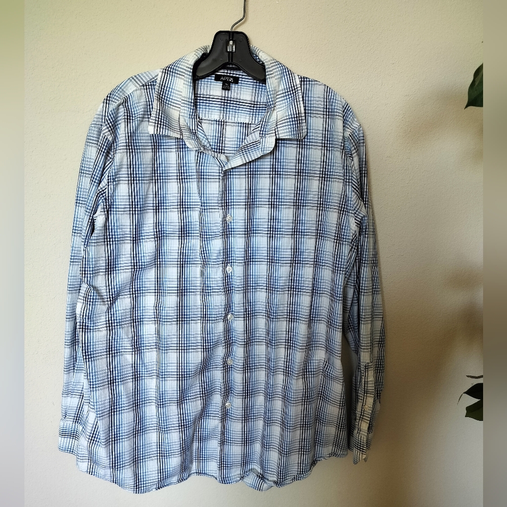 Apt 9 Apt9 men's formal casual button down shirt plaid striped XL